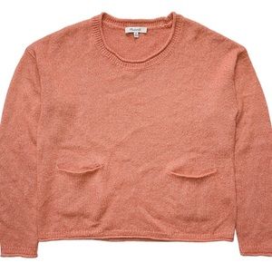 MADEWELL Womens XS Sweater Alpaca Cropped Salmon Pink Petite Long Sleeve X Small